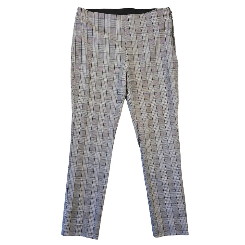A New Day Grey Glen‎ Plaid Side Zip Skinny Ankle Pants Womens 6 Career High Rise